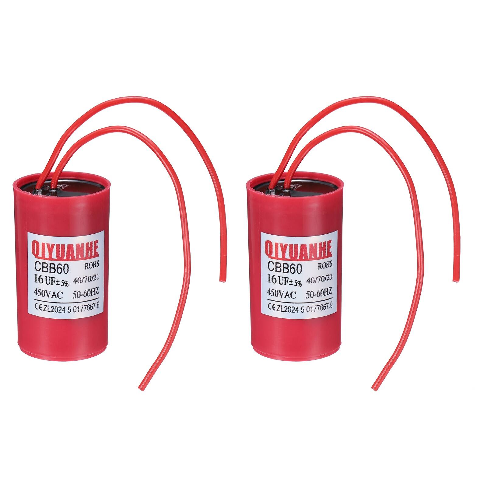 Unique Bargains - 2pcs 16uF CBB60 Run Capacitor, 450VAC Start/Run 50-60Hz for Refrigerator Motor Air Compressor - Red price history on PriceWatchPro