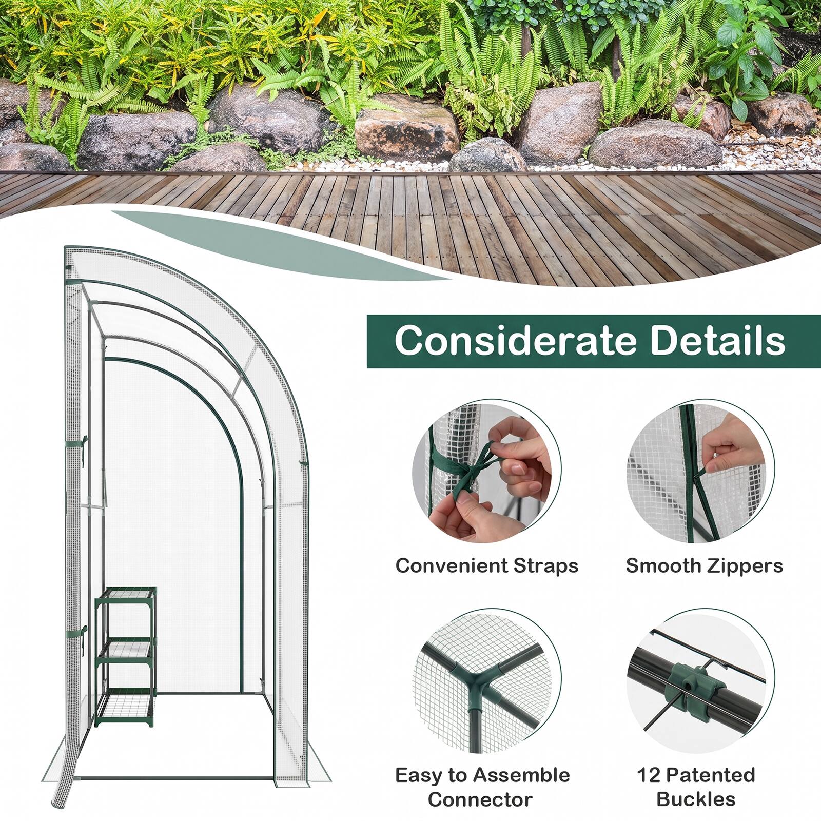Considerate Details
Convenient Straps
Smooth Zippers
Easy to Assemble Connector
12 Patented Buckles
