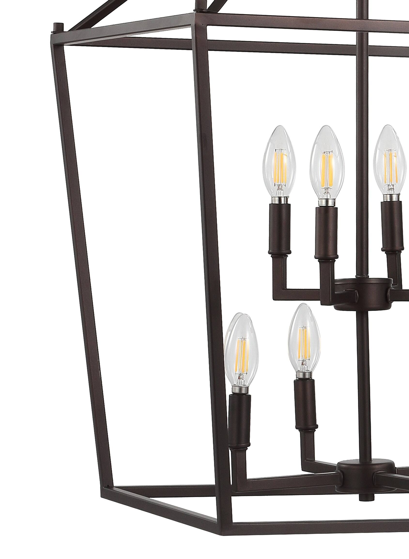 Alt View 4. Jonathan Y - Pagoda 20" 8-Light Classic Traditional Metal Cage Lantern LED Pendant, Oil Rubbed Bronze - Oil Rubbed Bronze.