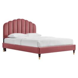 Modway - Daisy Performance Velvet Queen Platform Bed - Red