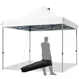 Costway - 10' x 10' Portable Pop Up Canopy Event Party Tent Adjustable W/Roller Bag - White