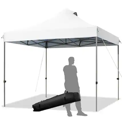 Front. Costway - Costway 10' x 10' Portable Pop Up Canopy Event Party Tent Adjustable W/Roller Bag - White.