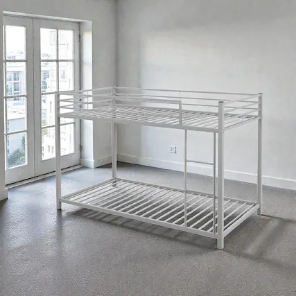 Front. Hivvago - Compact Twin Metal Bunk Bed with Sturdy Frame and Safety Rails - Silver.