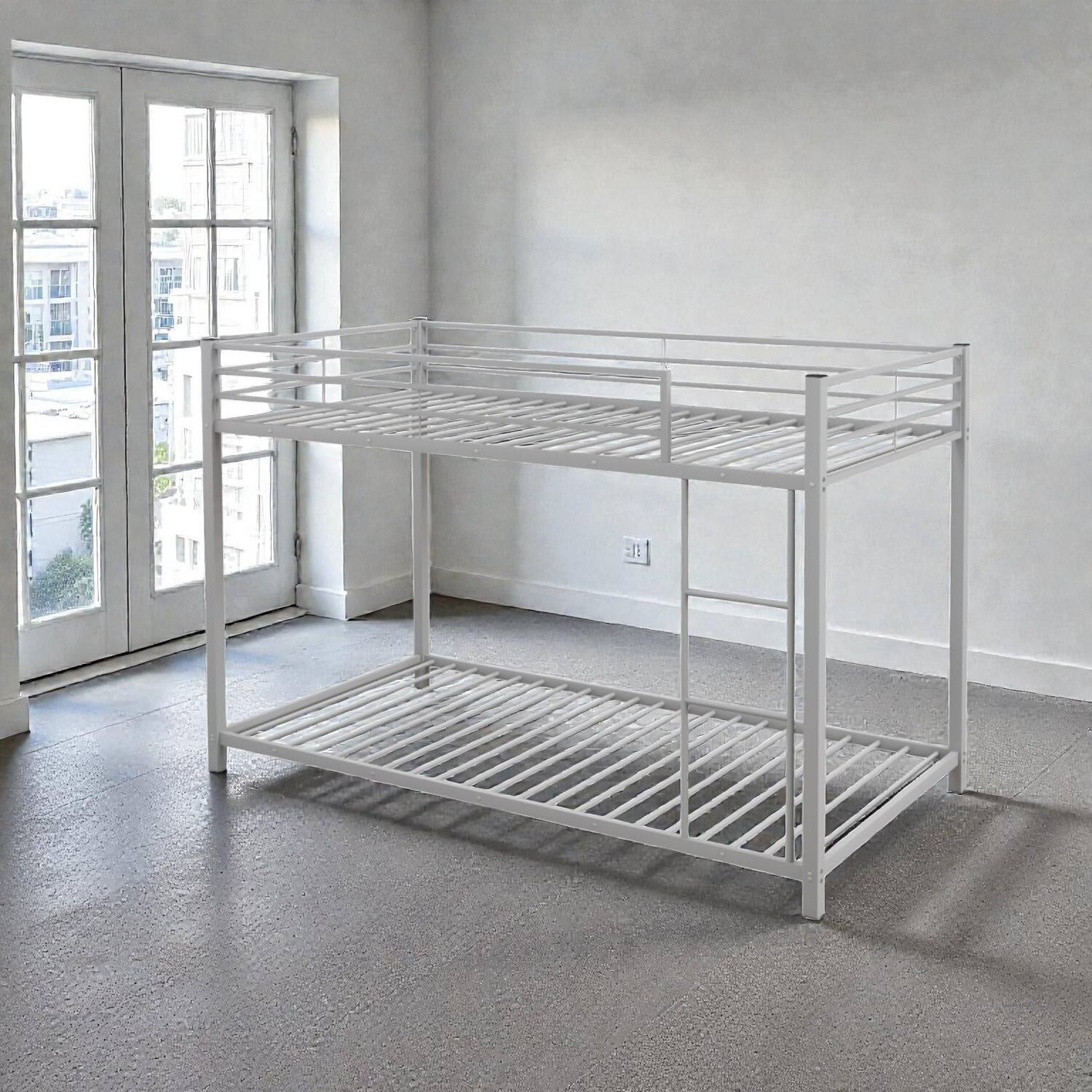Front. Hivvago - Compact Twin Metal Bunk Bed with Sturdy Frame and Safety Rails - Silver.