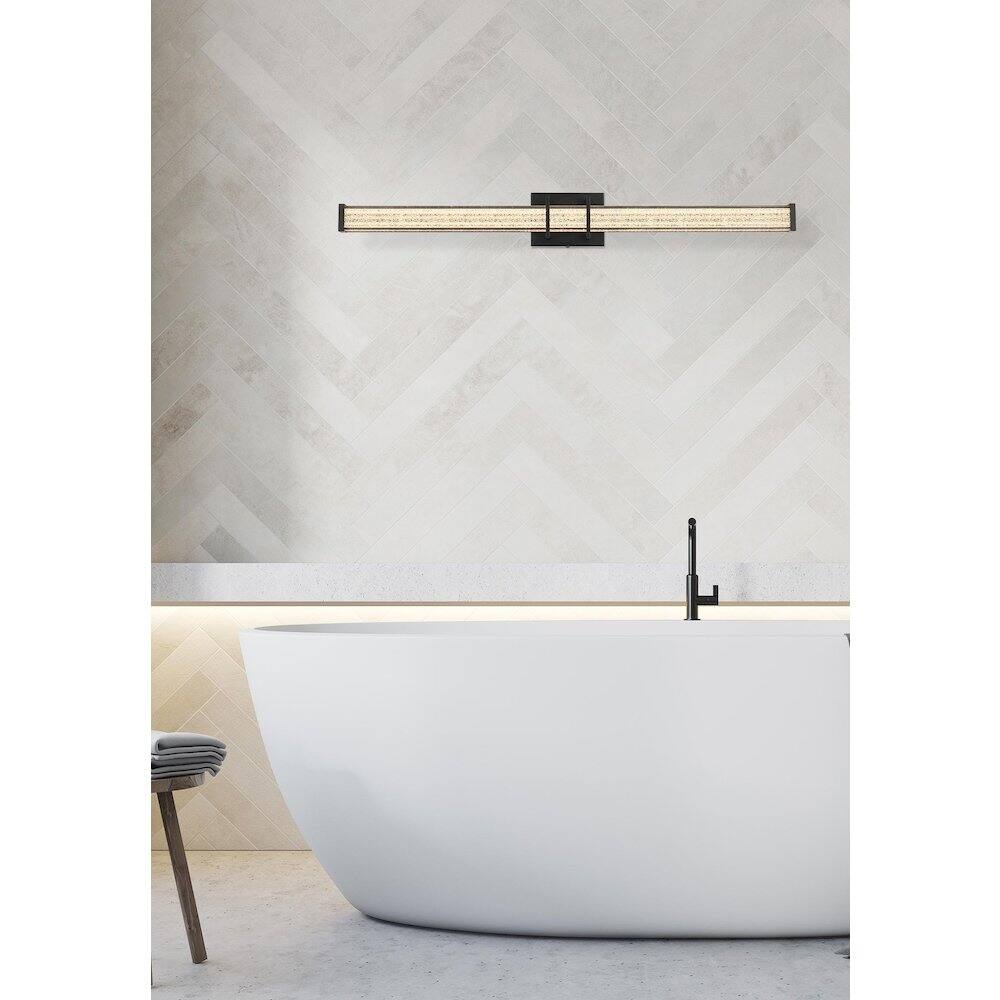 Alt View 5. Living District - Ivaan 36 Inch Led Wall Sconce In Black - Black.