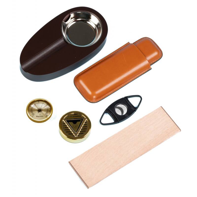 Alt View 1. Prestige - Diplomat Cigar Humidor Gift Set - Rich Cherry Wood Finish.