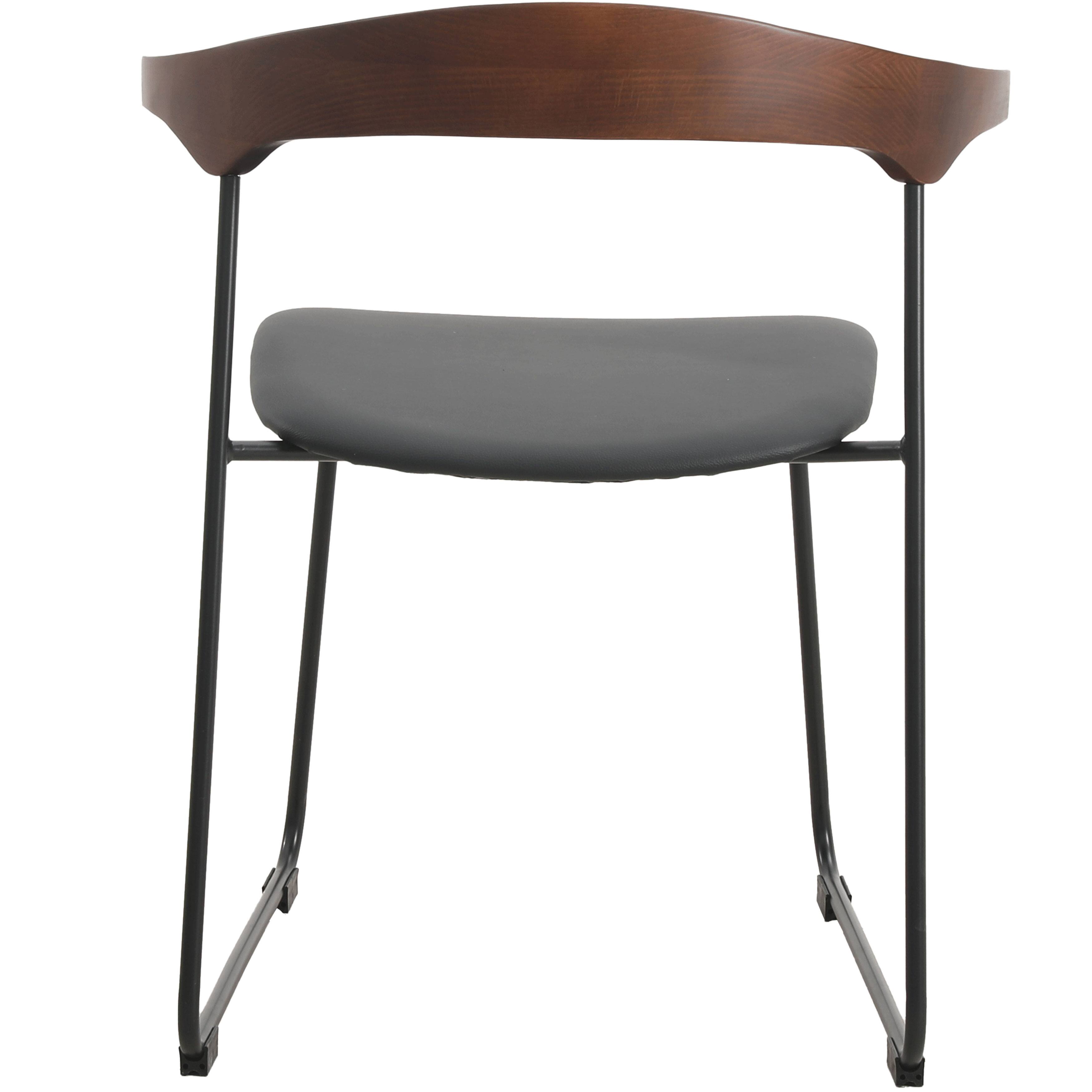 Alt View 4. LeisureMod - Lyra 2-PCS Modern Fabric & Beech Wood Dining Chair with Iron Legs - Black Walnut/Black.