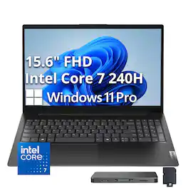 Lenovo - Upgraded - V15 Gen 5 15.6" FHD Laptop,Intel Core 7 240H,8GB RAM,256GB SSD+1TB Dock Station,Intel Graphics,Win 11 Pro - Black
