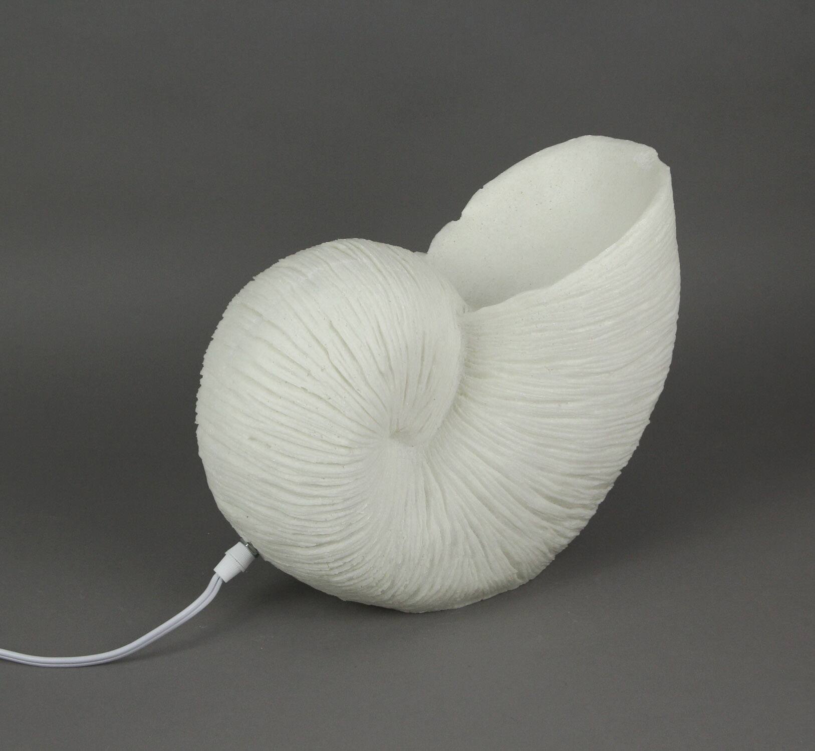 Alt View 5. Contrast Inc. - White Sandstone Finish Frilled Nautilus Shell Accent Lamp 10 Inches High - White.
