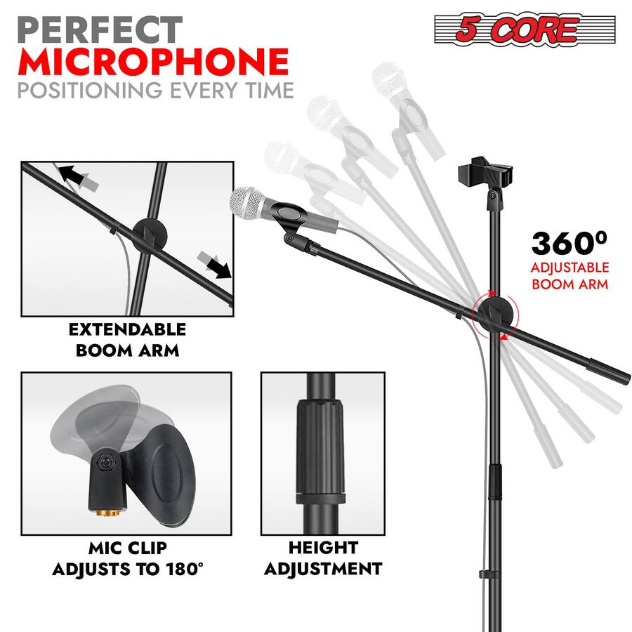 5 CORE 5Core Tripod Mic Stand Adjustable Heavy Duty Floor Holder ...