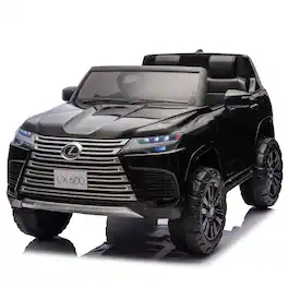 BreeBe - Licensed LEXUS LX600 24V Two-Seater Kids Ride-On Car 2WD with Parents Control, Bluetooth, MP3, Adjustable Speed, Music - Black