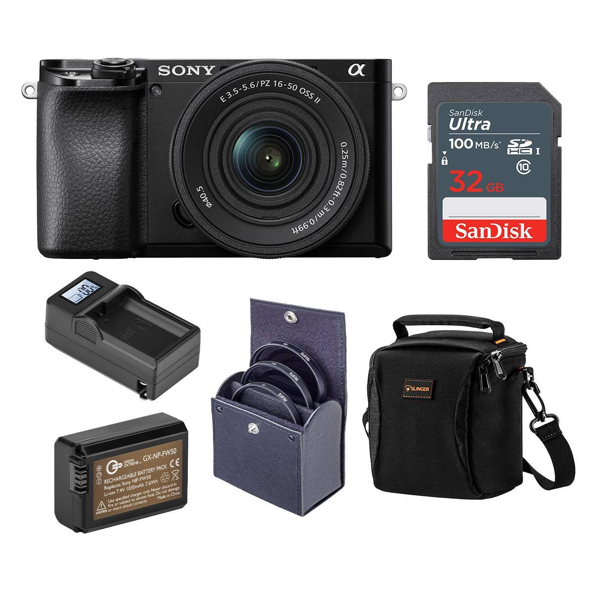 SONY E3.5-5.6/PZ 16-50 OSS II 40.5 1650/WE0-4280/2520 0.3m/0.99ft  
SanDisk Ultra 100 MB/s S2 HA I C 10 32 GB  
SanDisk SEN PSNGO - GX-NP-FWSO  
BACK CE BATTERY 1 RECHARGEABLE Sory NP UWND  
aw Replan AV 3n4h  
Neer morta Loe Sep - -E 1 noti Onde M a Like nhintot - - dn - aa JA - stum adios