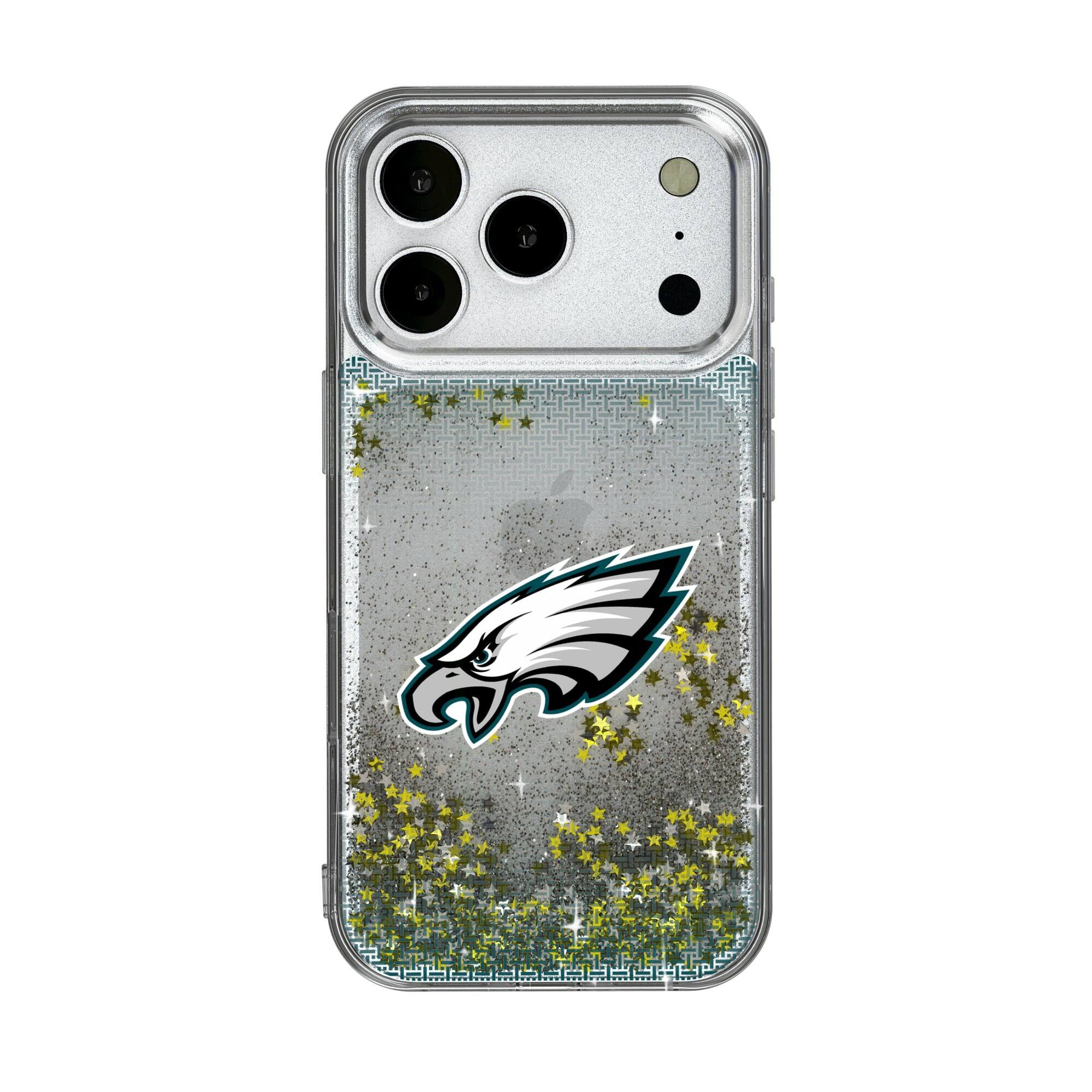 Front. Keyscaper - Philadelphia Eagles Linen Logo iPhone Glitter Case - 13 - Multicolor.