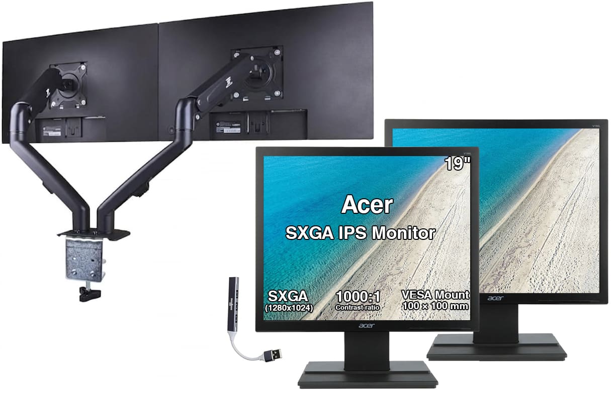 "Acer - 19"" SXGA IPS Monitor, 5ms Response Time, Anti-Glare, VESA Mount, HDMI, w/DKZ Hub & ErgoFlexy Dual Mount Arms 2 Pack - Black" price history on PriceWatchPro