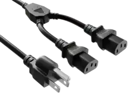 Cable Leader - C13 Power Cord Splitter, NEMA 5-15P to Dual IEC C13, 18 AWG 10A for Computers, Monitors, Printers, Servers - Black