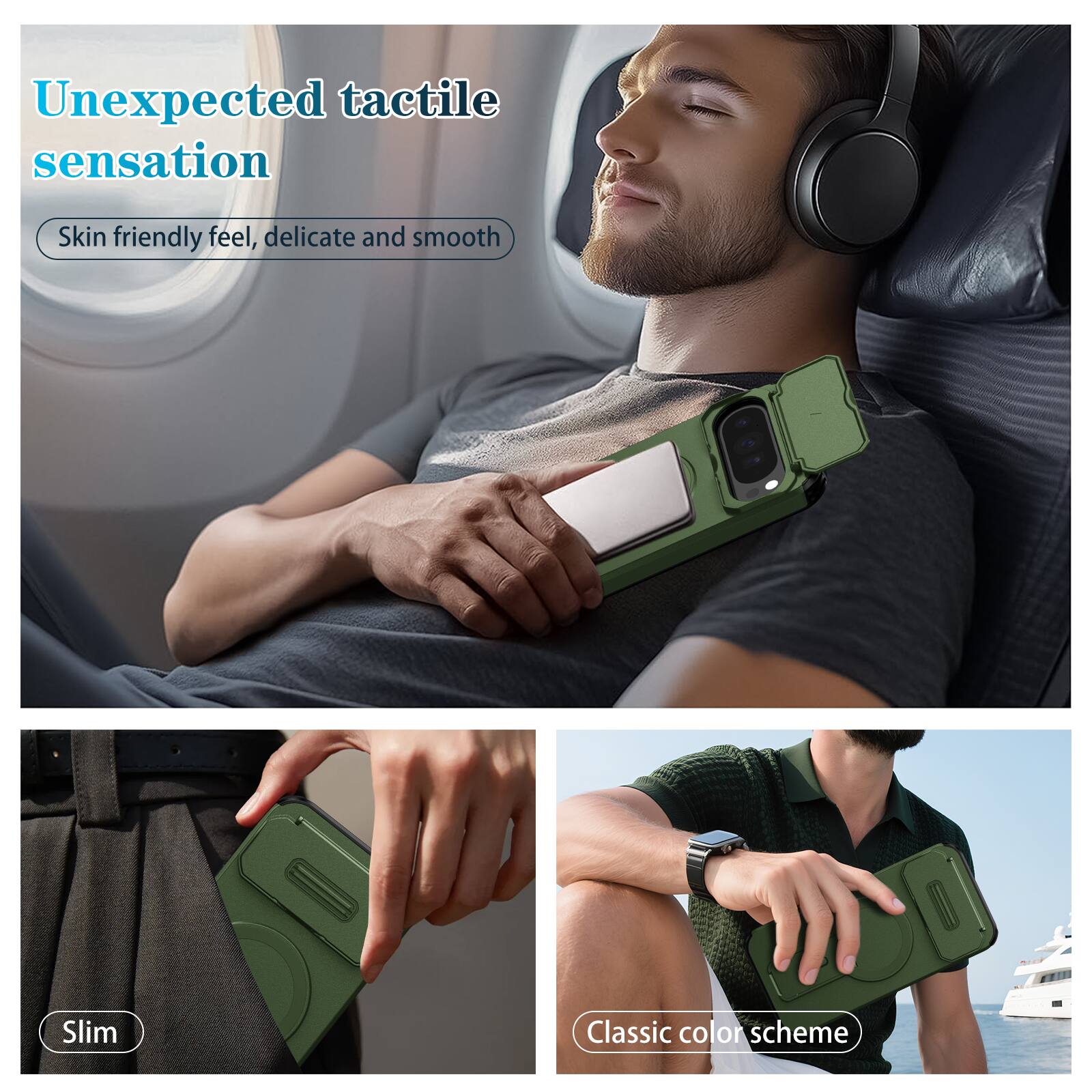 Unexpected tactile sensation  
Skin friendly feel, delicate and smooth  
Slim  
Classic color scheme
