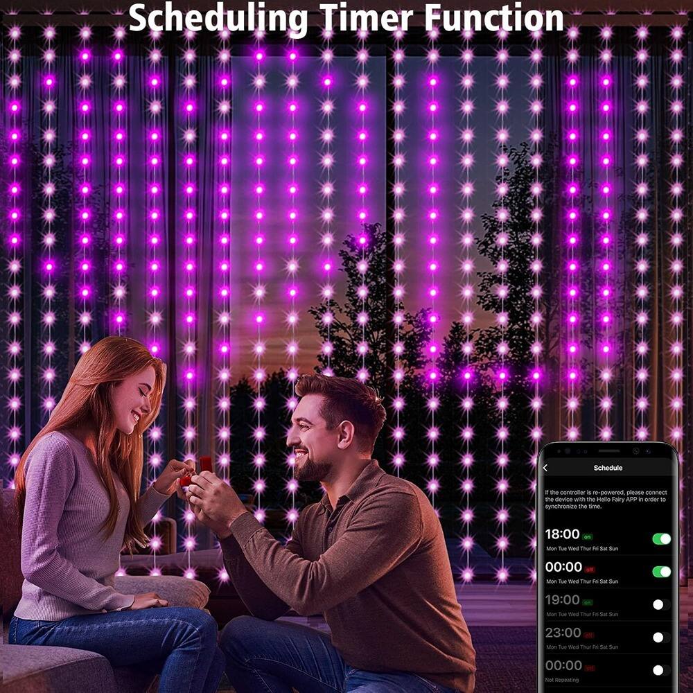 Scheduling Timer Function

If the controller is re-powered, please connect the device with the Hello Fairy APP in order to synchronize the timer.

- 18:00 Mon Tue Wed Thu Fri Sat Sun
- 00:00 Mon Tue Wed Thu Fri Sat Sun
- 19:00 Mon Tue Wed Thu Fri Sat Sun
- 23:00 Mon Tue Wed Thu Fri Sat Sun
- 00:00 Not Repeating