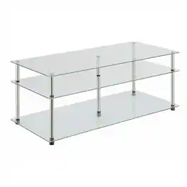 FurniFact - 3-Tier Coffee Table with Tempered Shelves and Modern Design - Glass