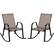 Front. Costway - Costway 2 PCS Patio Rocking Chair Heavy-Duty Metal Rocker Outdoor Anti-Slip - Brown.