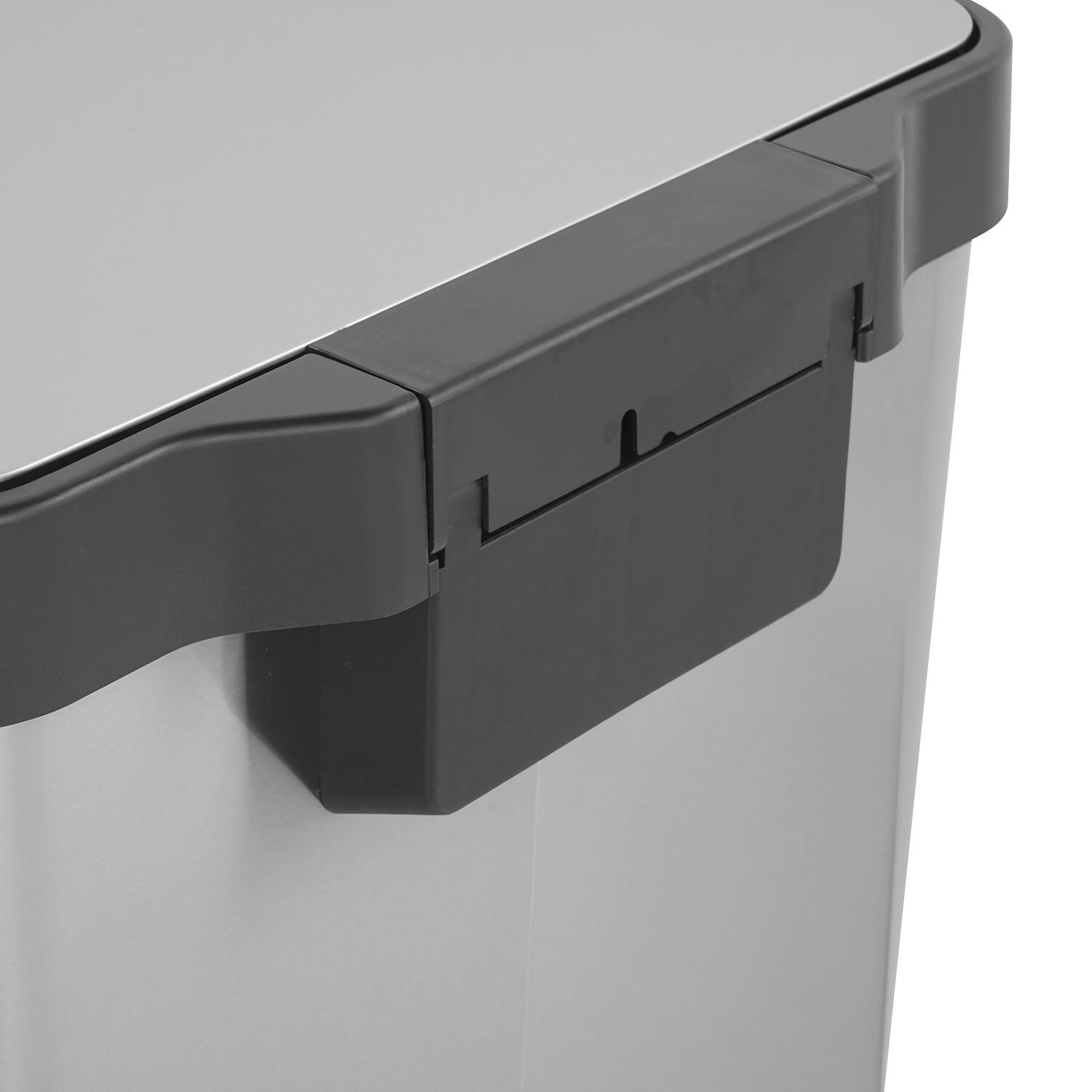 Back. Innovaze - 10.6 Gallon Rectangular Stainless Steel Recycle Step-on Trash Can with Dual 20 liter + 20 liter Compartments for Kitchen - Sliver.