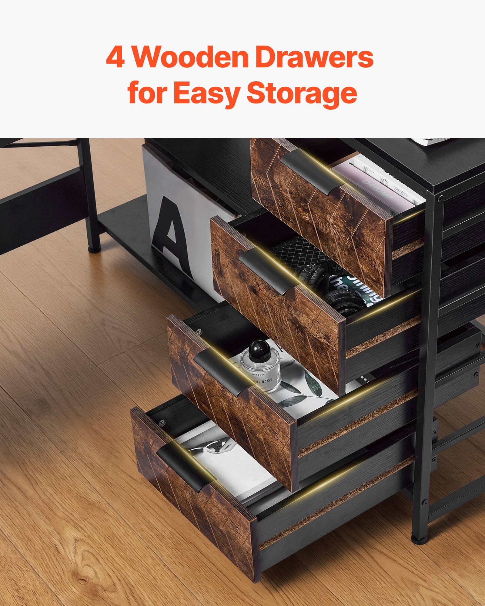4 Wooden Drawers for Easy Storage
