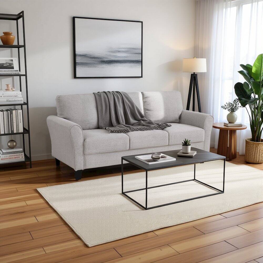 Alt View 2. Starlight Canyon Home - Sand Color Upholstered 3 Seater Couch, Elegant Small Sofa Couch for Living Rooms - Sand.