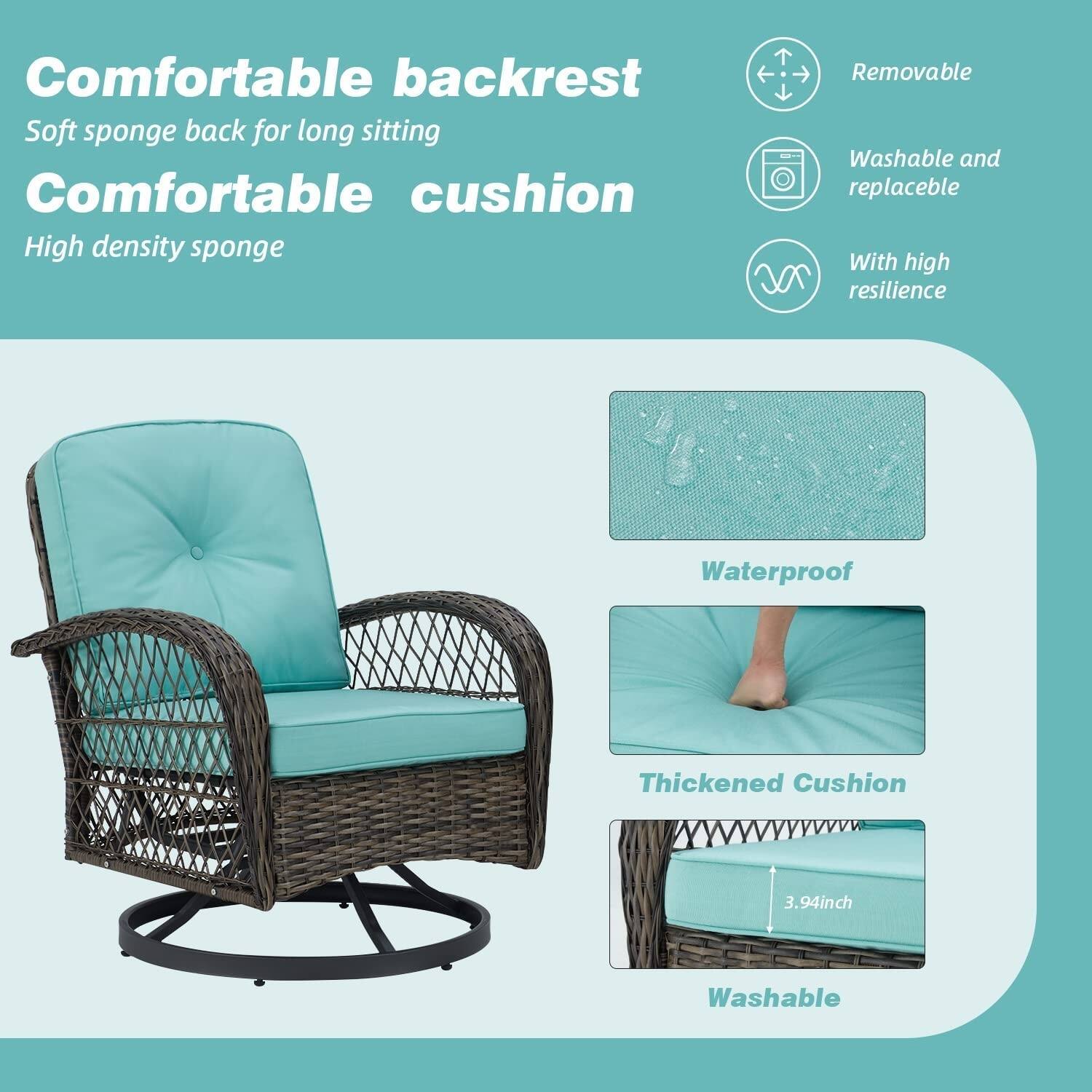 - Comfortable backrest
  - Soft sponge back for long sitting

- Comfortable cushion
  - High density sponge

- Removable
- Washable and replaceable
- With high resilience
- Waterproof
- Thickened Cushion
  - 3.94inch
- Washable