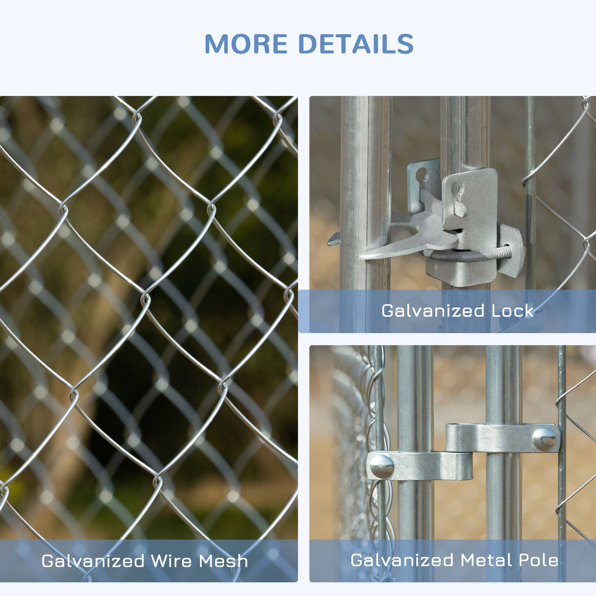 MORE DETAILS

- Galvanized Wire Mesh
- Galvanized Lock
- Galvanized Metal Pole
