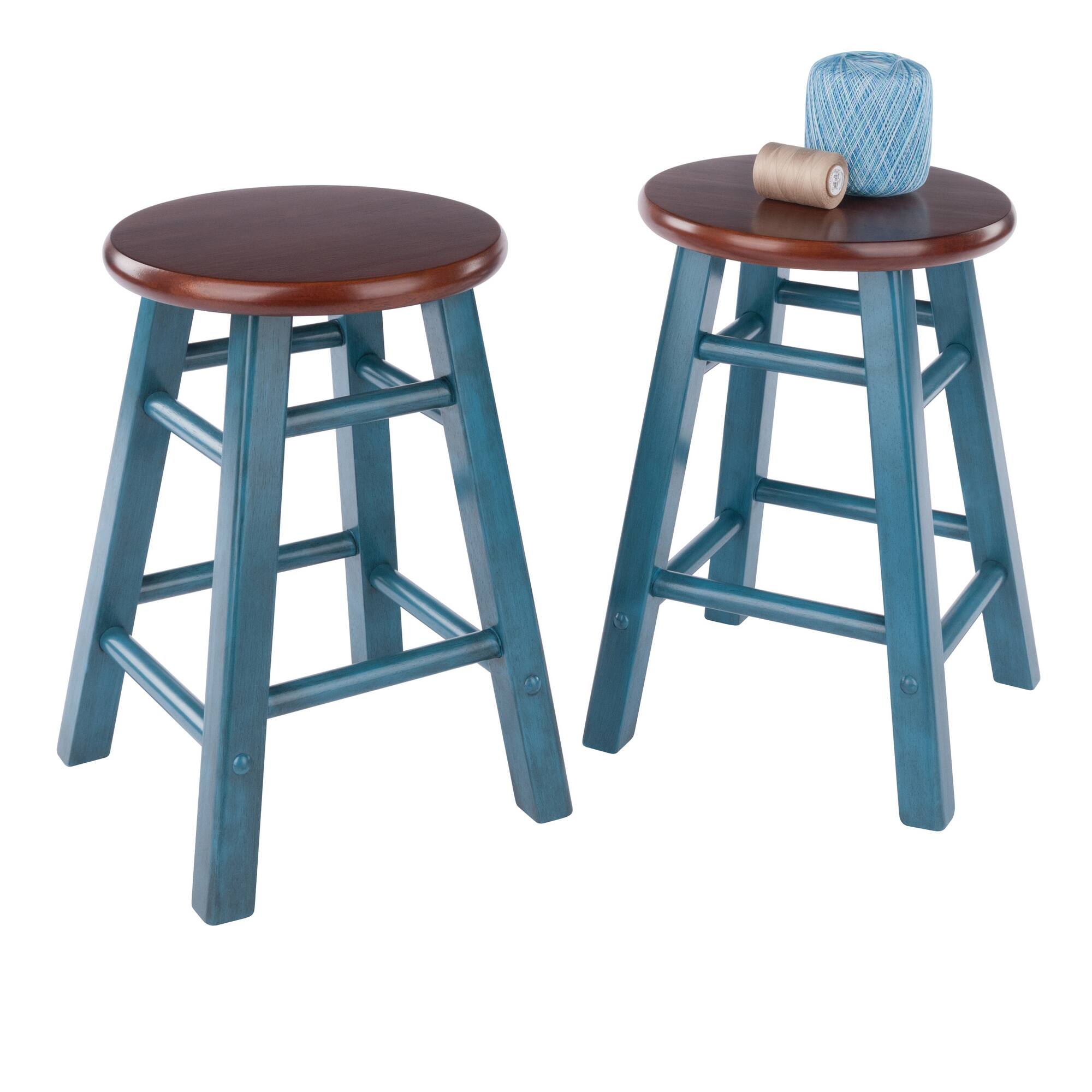 Alt View 7. Winsome Wood - Element 2-Pc Dining Stool Set, Rustic Teal & Walnut - Walnut/Rustic Teal.
