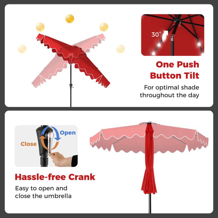 30° One Push Button Tilt For optimal shade throughout the day

Hassle-free Crank Easy to open and close the umbrella