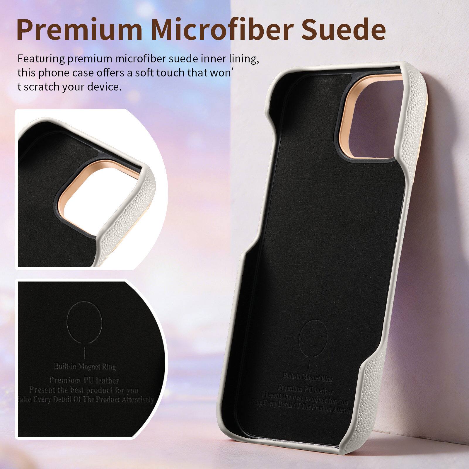 Premium Microfiber Suede

Featuring premium microfiber suede inner lining, this phone case offers a soft touch that won't scratch your device.

Built-in Magnet Ring
Premium PU leather
Present the best product for you
Take Every Detail Of The Product Attentively