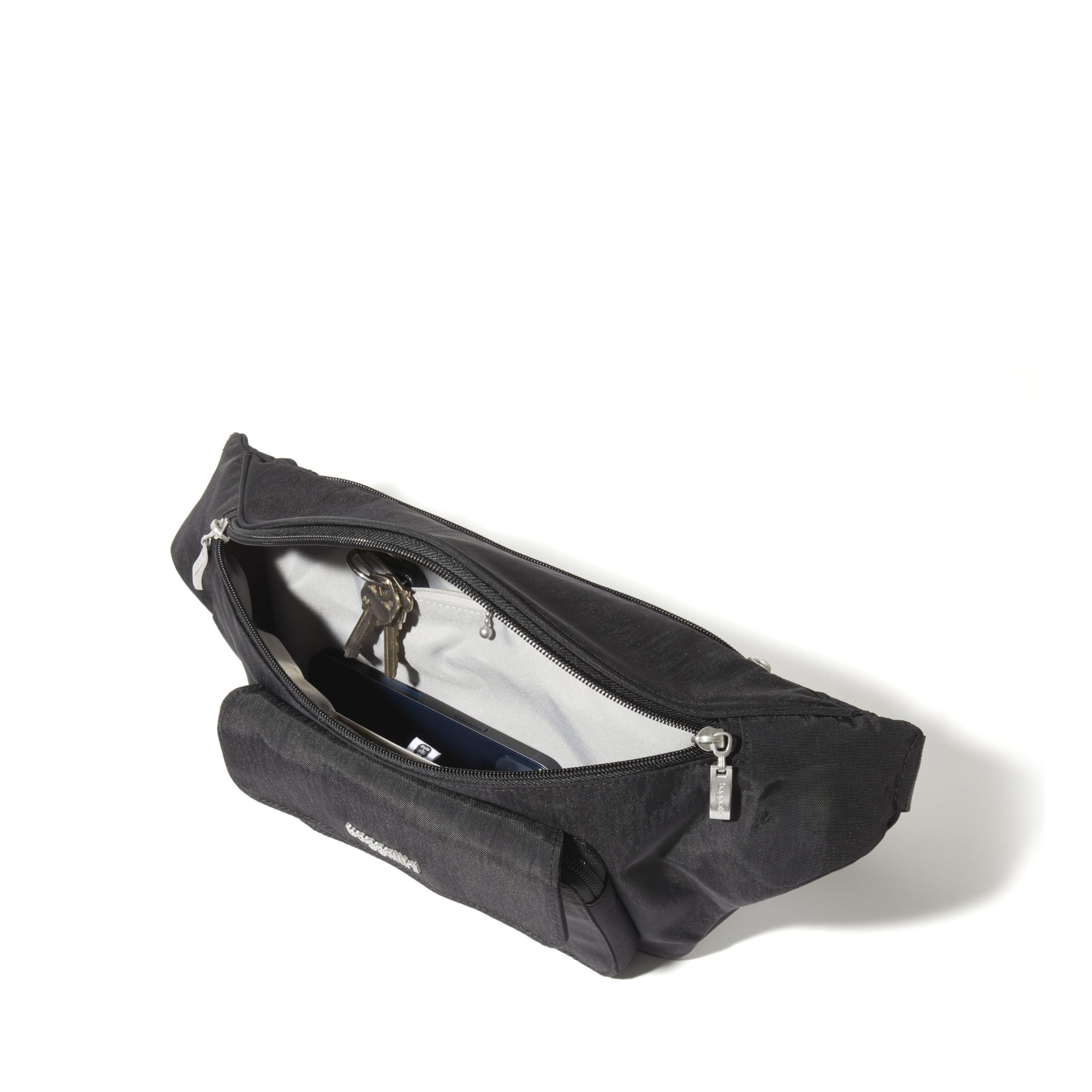 Alt View 1. Fabibe - Modern Everywhere Waistpack Sling. WEAR IT YOUR WAY: This lightweight Fanny Pack measures 17 L x 7.5 W x 4.25 H. Easily. - Sterling Shimmer-Large/XL, Strap 38'' to 50".