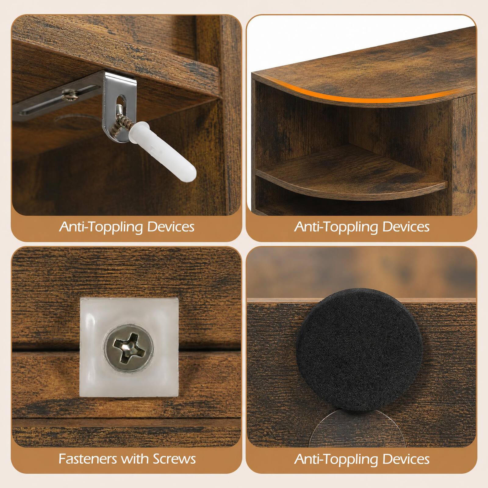 Anti-Toppling Devices  
Anti-Toppling Devices  
Fasteners with Screws  
Anti-Toppling Devices