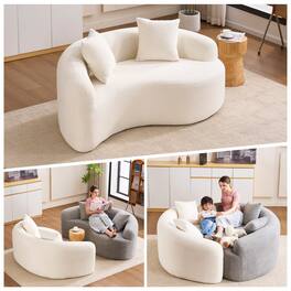 GOODSILO - S-Curved Sectional Sofa with Dual-Depth Seating, Luxurious Chenille Upholstery, and Space-Saving Design - White