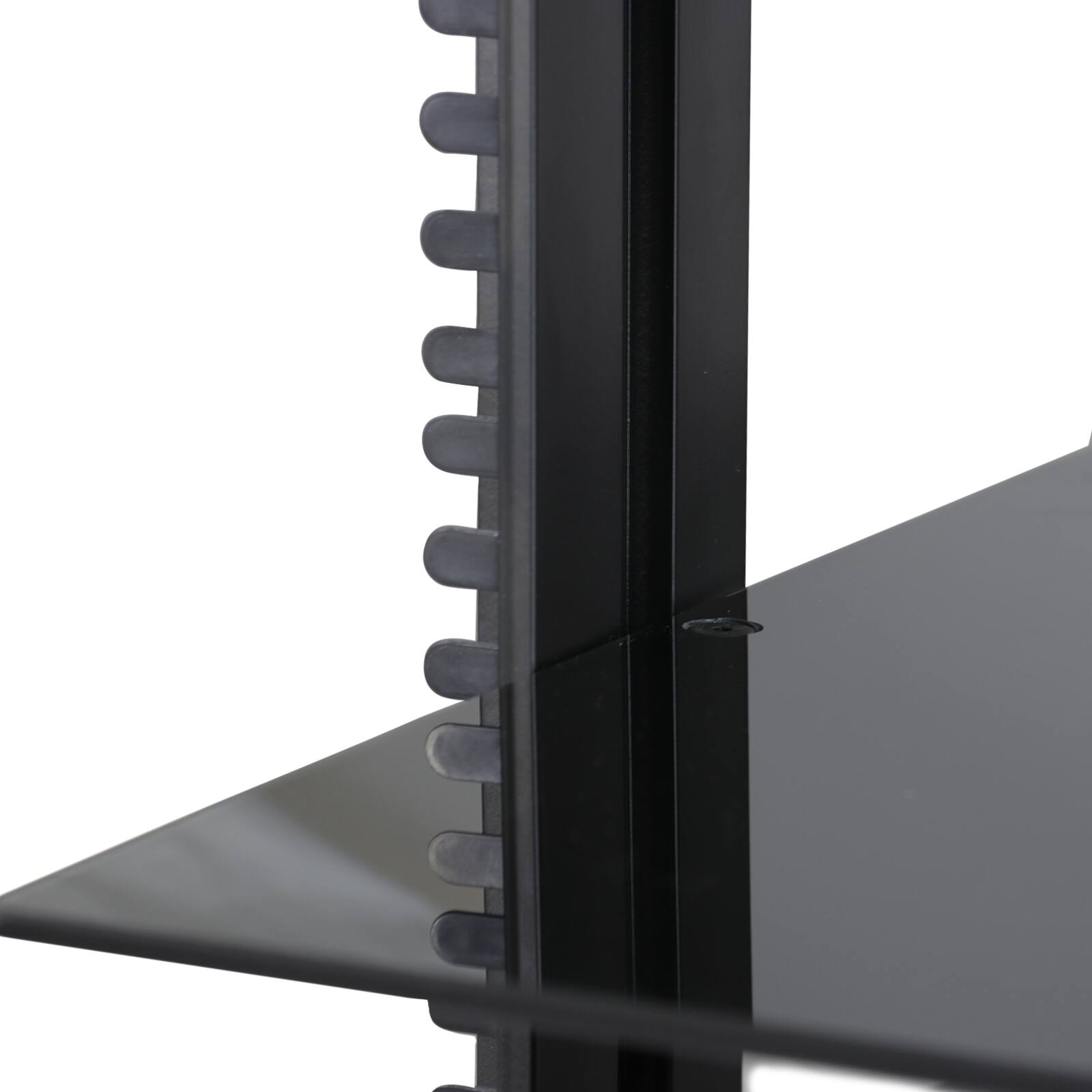 Alt View 2. MegaMounts - MegaMounts Tempered Glass Double Shelf Single Stud Wall Mount - Black.