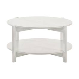 Boyel Living - 2-Tier Round Coffee Table with Open Storage Shelf - White