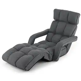 Costway - 6-Position Adjustable Floor Chair for Adults Foldable Lazy Sofa for Living Room Dark Grey - Dark Gray