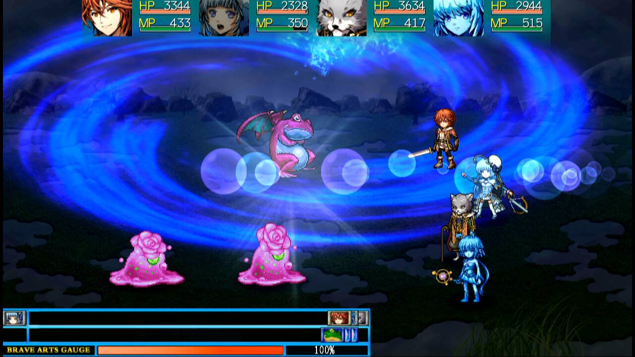 HP: 3344 MP: 433 HP: 2328 MP: 417 HP: 2944 MP: 515 Tm: Brave Arts Gauge: 100%