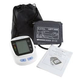 Home Collection - Digital Arm Blood Pressure Monitor with Cuff Pulse Reading Battery Operated Memory Storage - White
