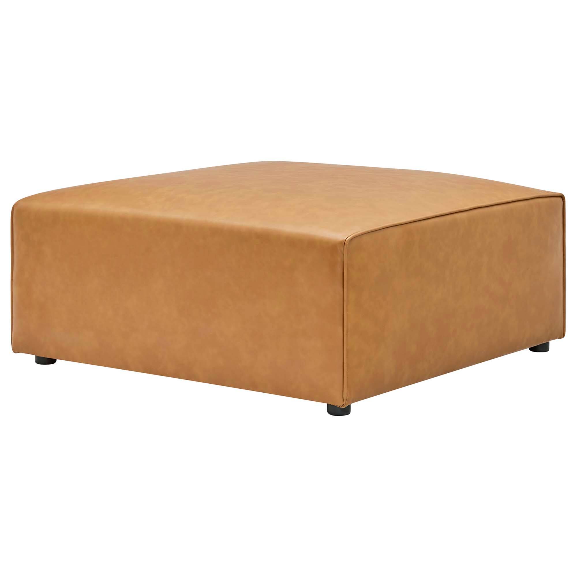 Alt View 6. Modway - Mingle 4-Piece Vegan Leather Sofa and 2 Ottomans Set by Modway - Brown.