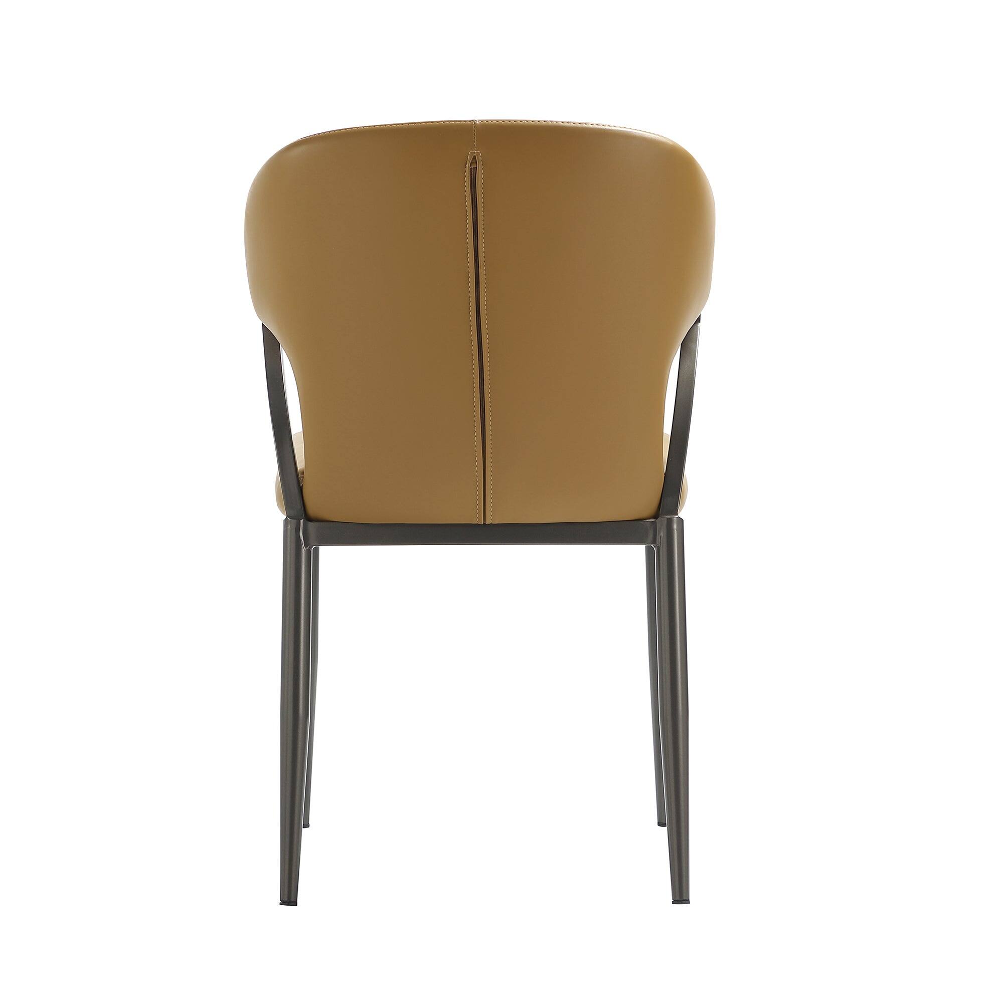 Alt View 4. Manhattan Comfort - Kirsten Modern Metal Vegan Leather Dining Chair - Set of 2 - Camel.