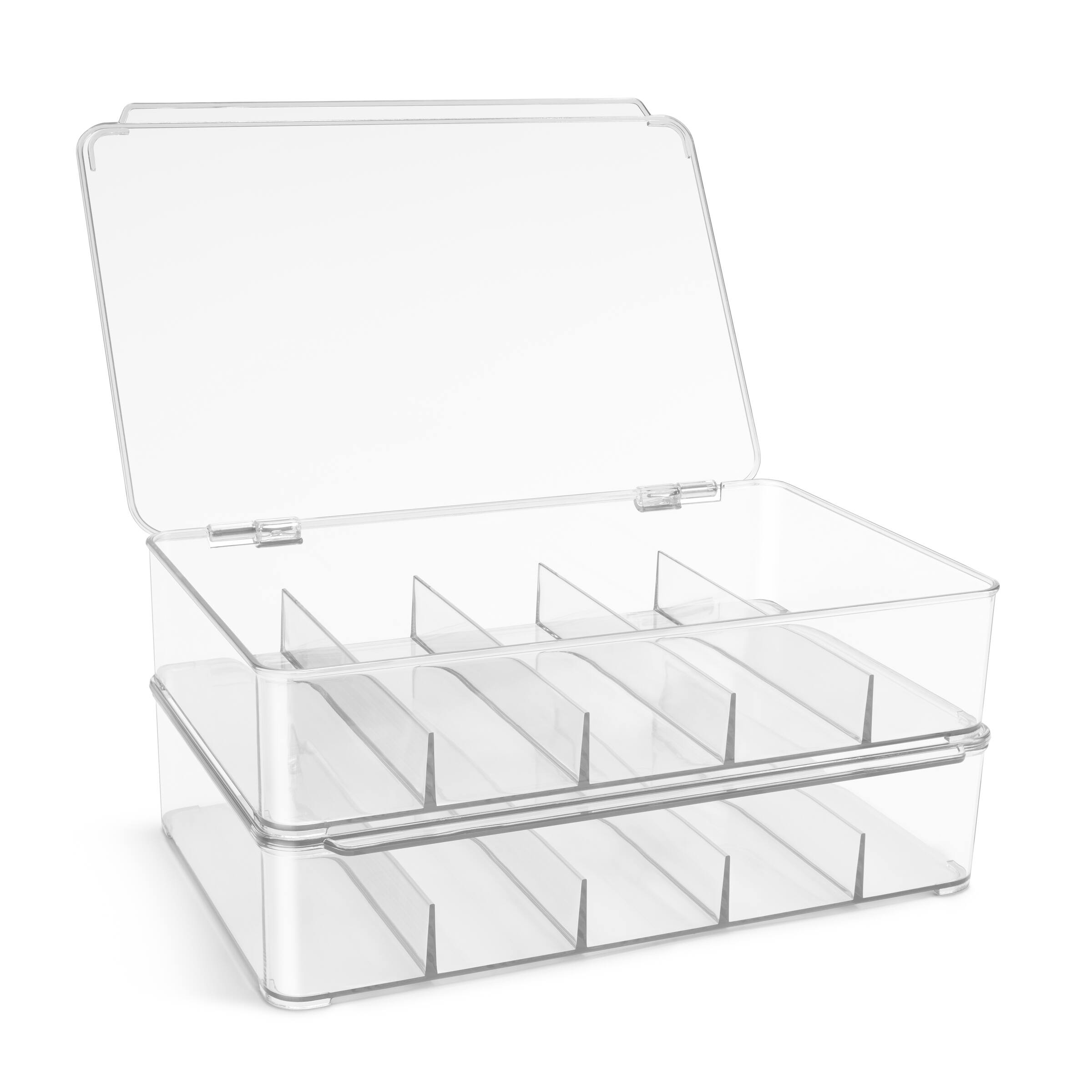 Angle. Sorbus - Sorbus Clear Cable Organizer Storage Box – Durable Plastic Wire Management Box with Hinged Lid For Chargers, Cords - Clear 2 Pack.