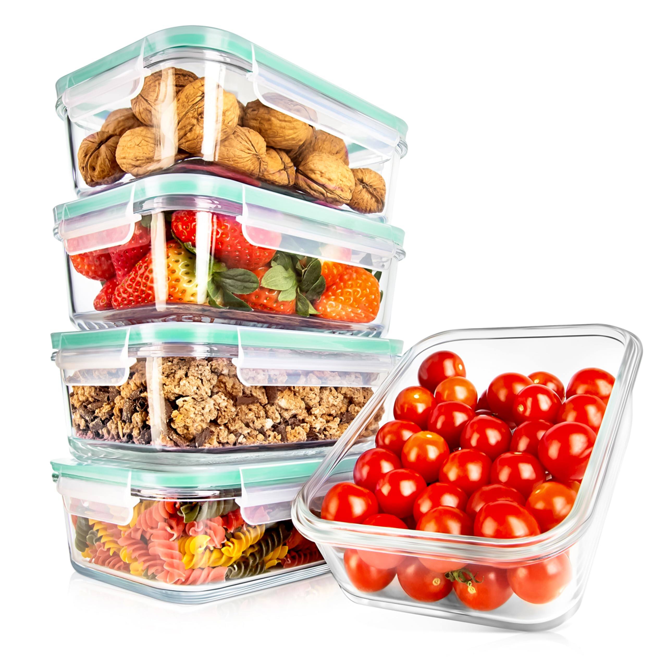 Front. NutriChef - NutriChef 10-Piece Glass Food Storage Containers, Airtight Meal Prep Containers, Freezer to Oven Safe - Green (NCCLX5A2).