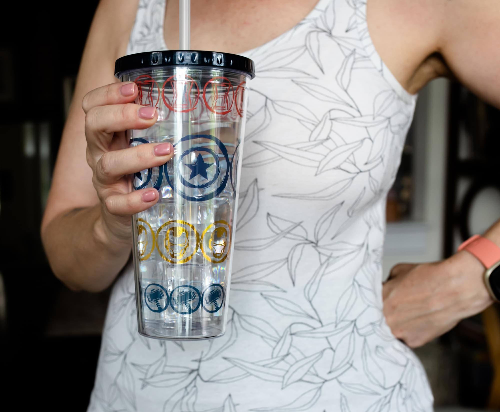 Alt View 1. Marvel - Marvel Icons Plastic Carnival Cup with Lid and Straw | Holds 16 Ounces - Clear.