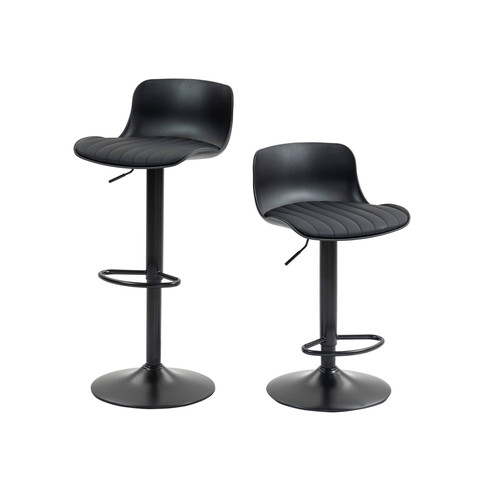 Alt View 5. GOODSILO - Set of 2 Adjustable Swivel Bar Stools with Backrest, Modern Counter Height Stools for Kitchen Islands - Black.