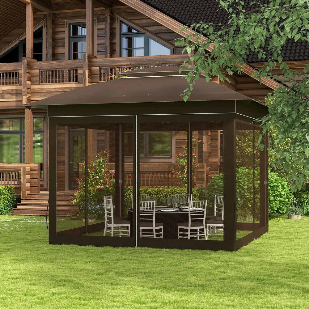 Alt View 6. Spaco - Spaco 12' x 12' Pop Up Canopy Tent with 137 sq, Netting and Carry Bag - Dark Brown.