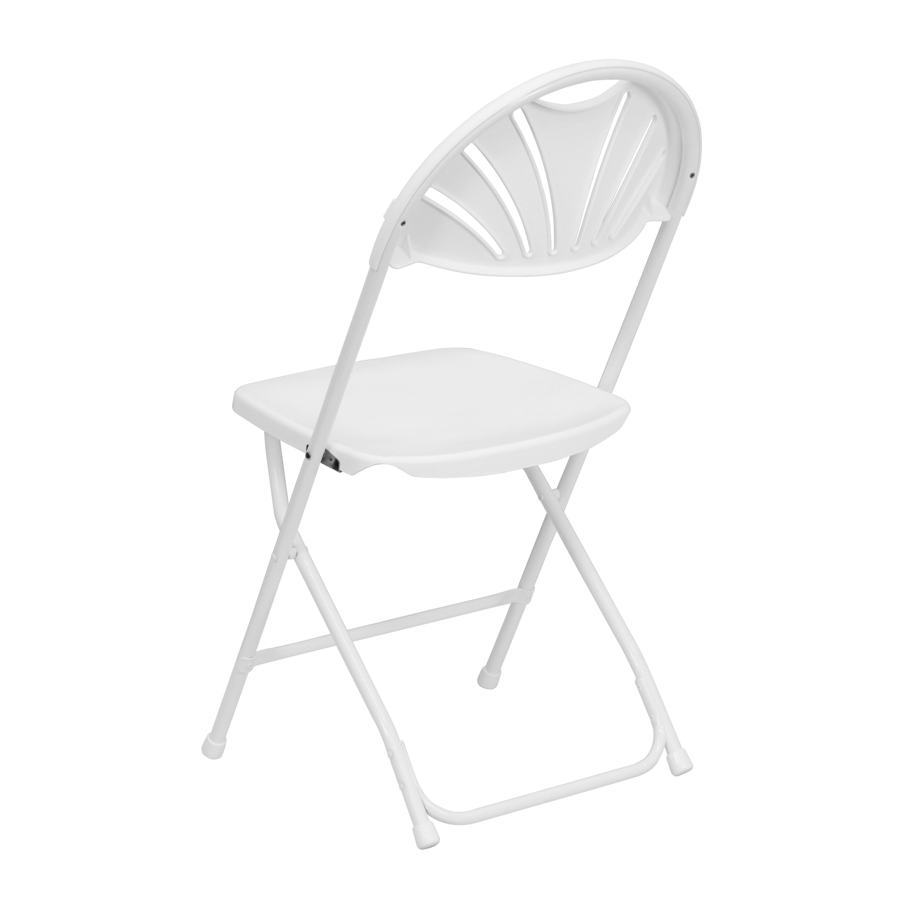 Back. Flash Furniture - 2 Pack HERCULES Series 650 lb. Capacity White Plastic Fan Back Folding Chair - White.
