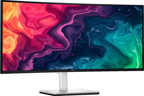 Front. Dell - S3425DW (Dell 210-BRMV) 34 Plus USB-C Monitor - 1800R - 5ms - 120 Hz - USB-C - Speakers - Height - Slant - Tilt - Ash Wh - Ash White.