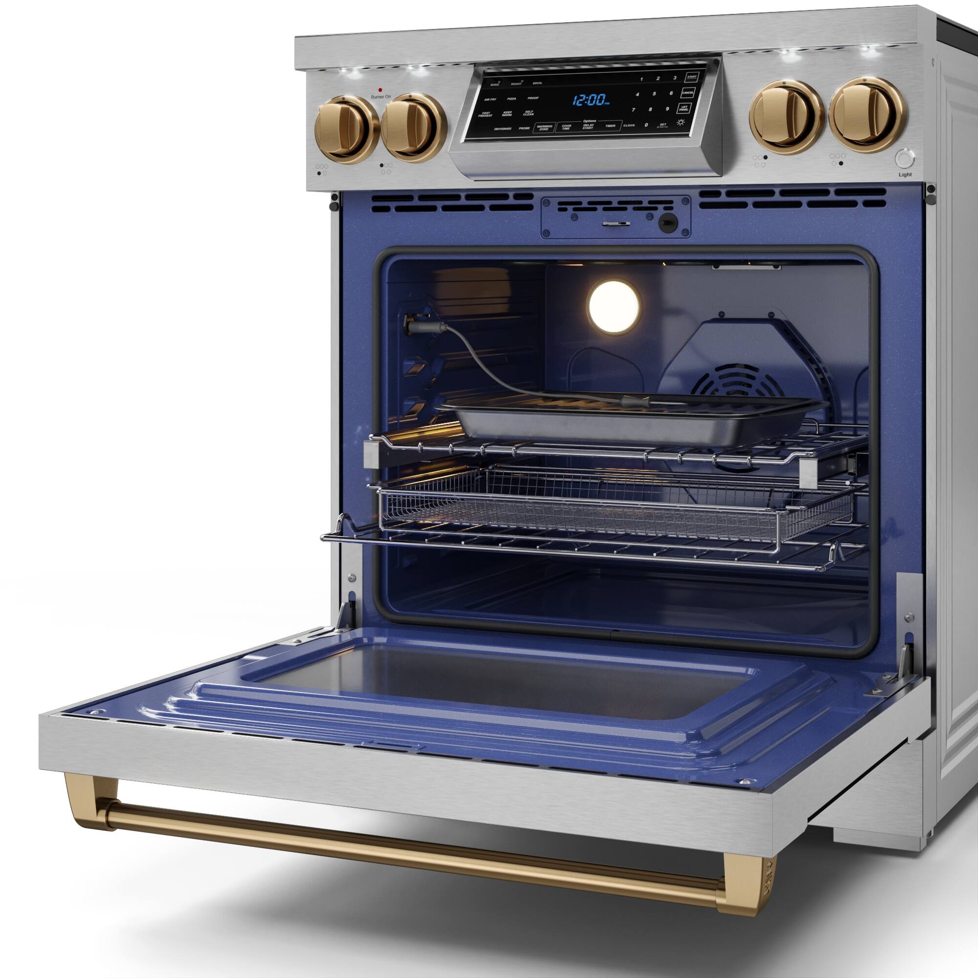 Alt View 12. Thor Kitchen - Gordon Ramsay Series by Thor Kitchen 4.55 Cu. Ft Freestanding Electric Range with Bronze Hardware - Stainless Steel.