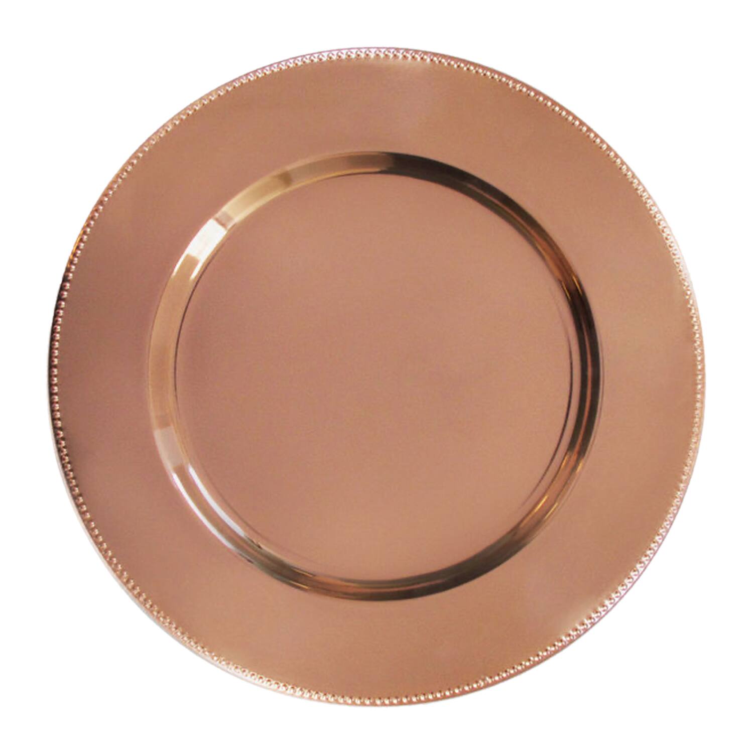 Angle. American Atelier - Beaded Copper Set of 4 Charger Plates 13"D - Copper.